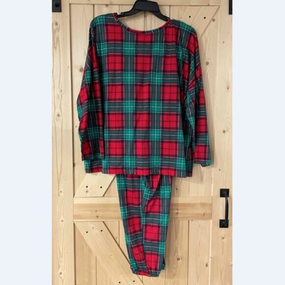 NEW 2Pc 2X 18W-20W Women’s CHEERS Plaid Christmas Pajama Set w/ Pockets - Picture 3 of 3